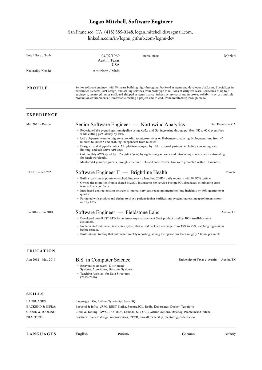 Λονδίνο resume template