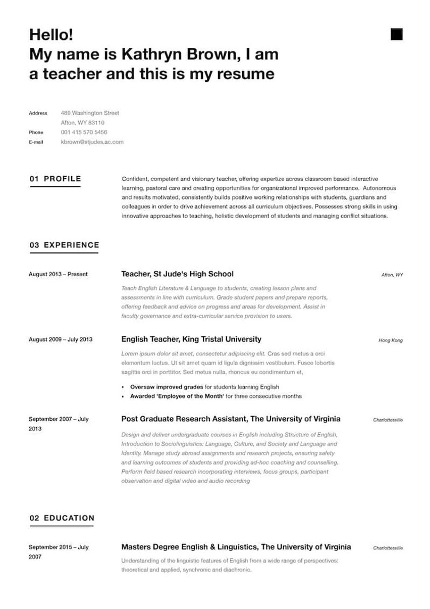 Σιγκαπούρη resume template